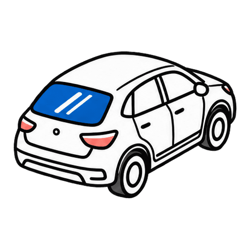 Voiture vue de trois quarts arrière, lunette arrière mise en évidence